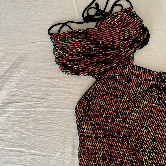 NWT Multicolor Sequin Mini Dress - Picture 3 of 7